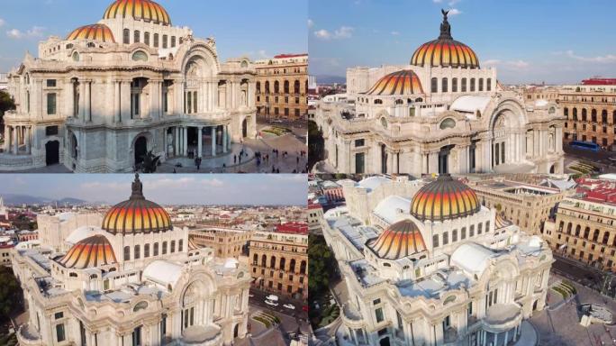 墨西哥城: 墨西哥首都城市 (墨西哥城) 的鸟瞰图，大理石表演厅和艺术博物馆Palacio de B