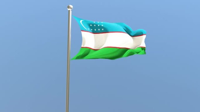 旗杆上的乌兹别克国旗。