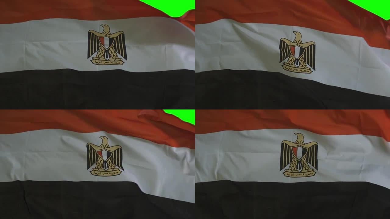 演播室里飘扬的埃及国旗的慢动作