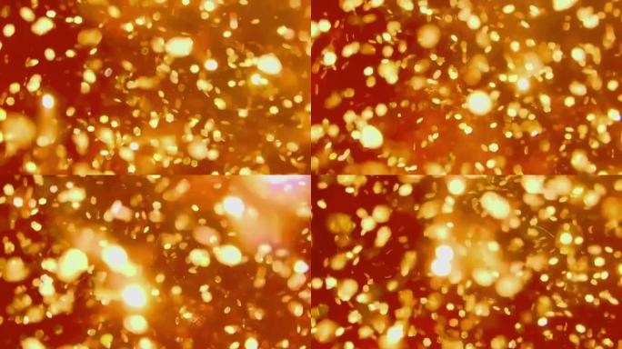 桃珊瑚抽象运动bokeh背景闪亮粒子。