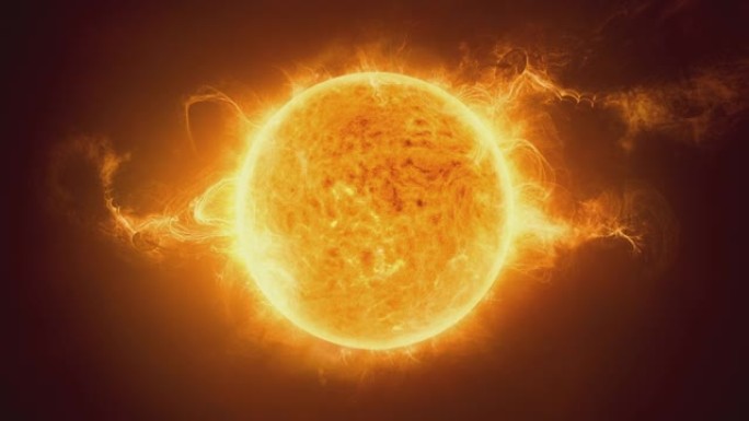 用爆发的太阳耀斑关闭太阳或恒星。3D动画。