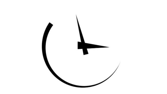 抽象几何时钟。黑色三角形作为手表。时间的流逝。白色背景上的可循环图形元素