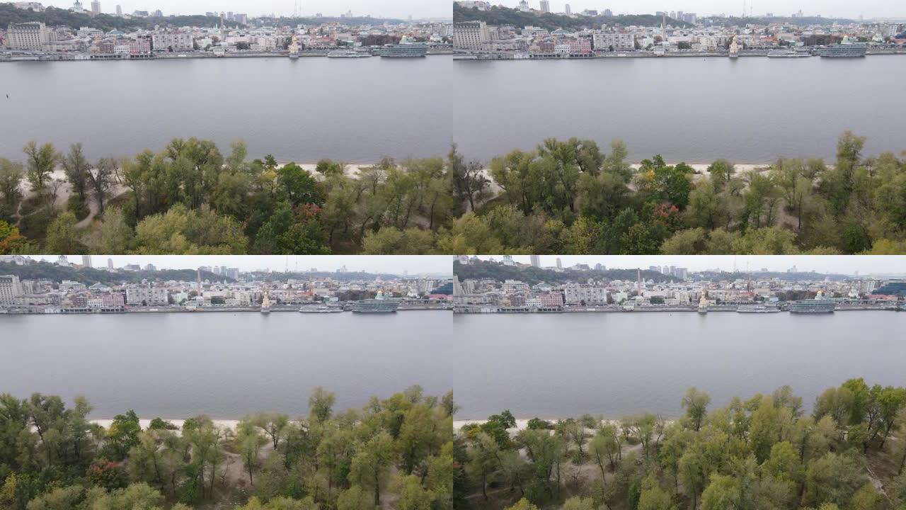 乌克兰-基辅第聂伯河的鸟瞰图