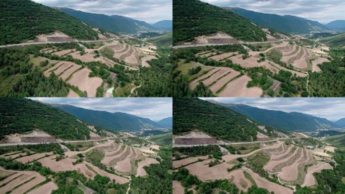 山景中的快速入门之路。穿过山间桥的高速公路。