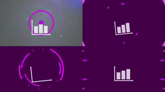 连接网络上紫色范围扫描和统计的动画