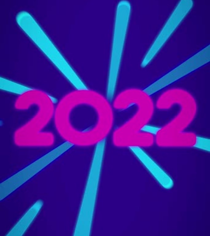 新年2022动画-现代流行调色板-热粉色午夜蓝色冰蓝色