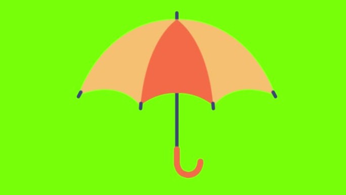 绿色屏幕上橙色雨伞的动画
