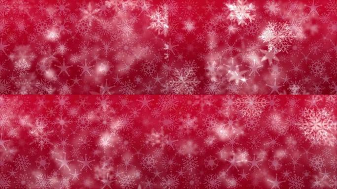 圣诞节在红色背景上下雪的动画