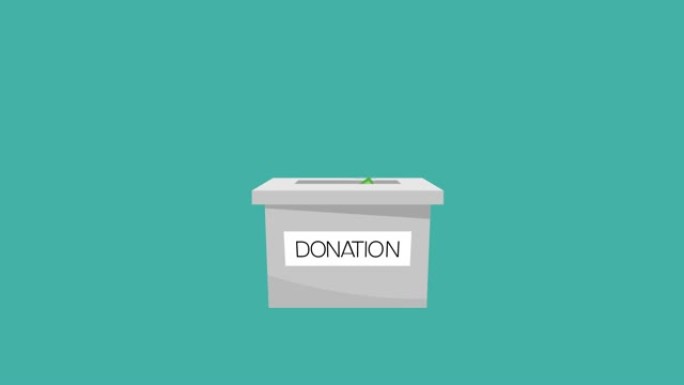 美元纸币落入捐款箱。用美元补充慈善盒子。对慈善事业或捐赠的财政捐助动画。现在就捐。筹款概念。阿尔法通