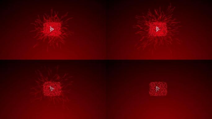 3D抽象粒子光YouTube标志。社交媒体应用霓虹灯背景标题设计素材...