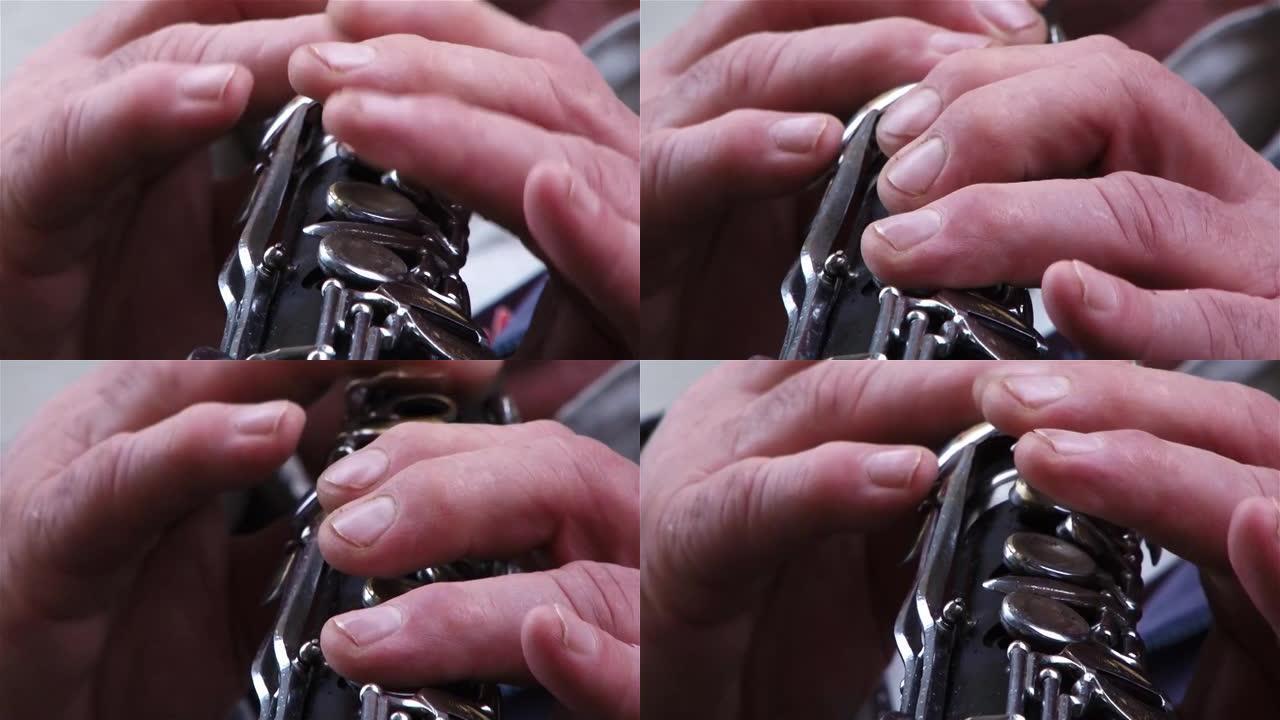 单簧管在音乐01的表演中指责歌手