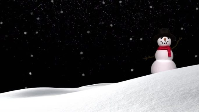 背景中圣诞节雪人和积雪的动画