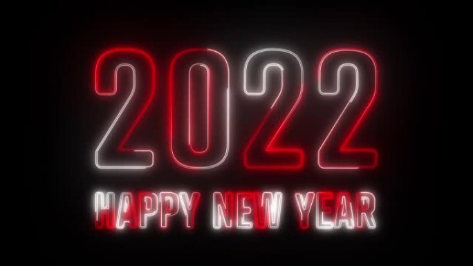 4k红白逼真霓虹灯2022，新年快乐2022霓虹灯横幅