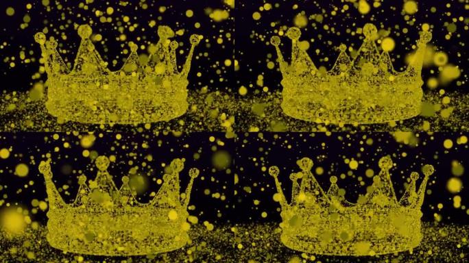 金色皇家皇冠由颗粒旋转无缝环4K与Bokeh金色颗粒。
它可以用于中世纪主题、Vj屏幕、背景的历史项