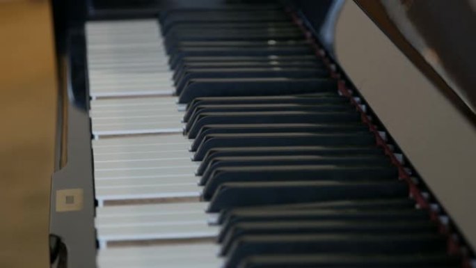 有趣的神秘自弹钢琴。自己弹奏的黑白钢琴键