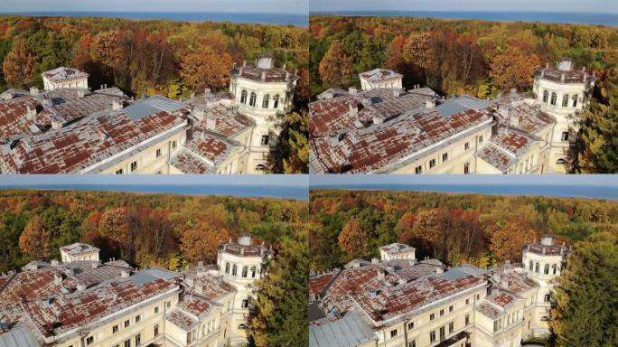 废弃庄园米哈伊洛夫卡庄园、宫殿和19世纪公园。空中