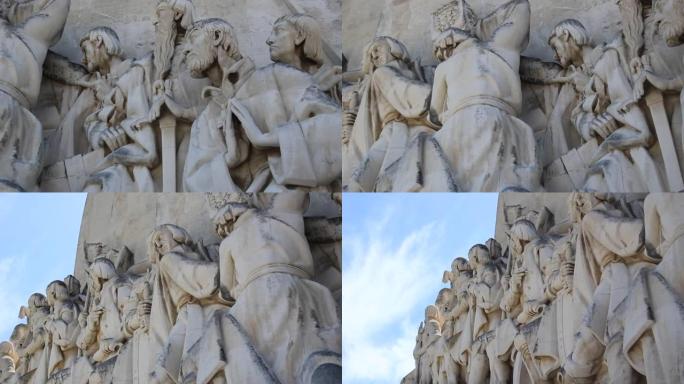这座位于里斯本贝伦区的巨大石灰石纪念碑是为了庆祝葡萄牙伟大的历史英雄，如航海家亨利-瓦斯科·达伽马和