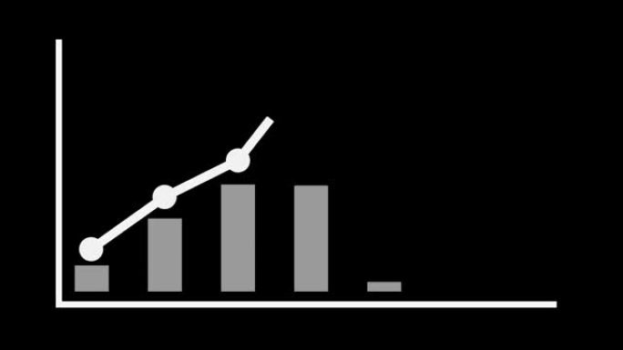 数据报告条形图和折线图图动画。成长或成功利润图