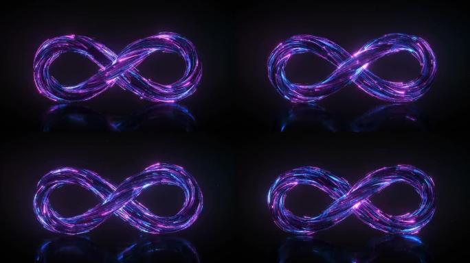 霓虹灯无限标志3D渲染无缝循环动画