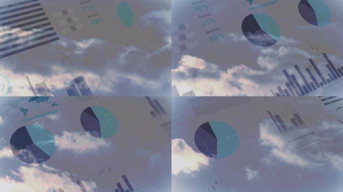 云和天空上的统计处理动画
