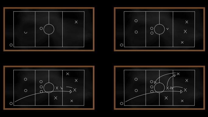 黑板上的足球比赛计划动画