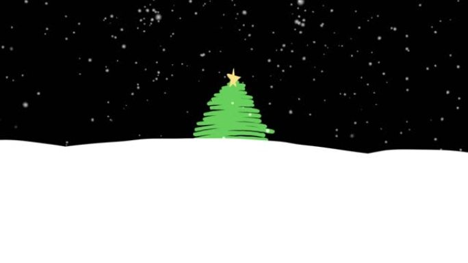 背景中圣诞树和积雪的动画