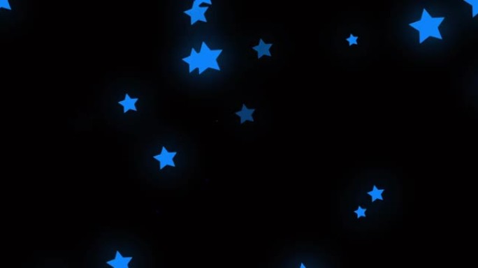 黑色背景上带有圣诞节和新年烟花的蓝色星星动画