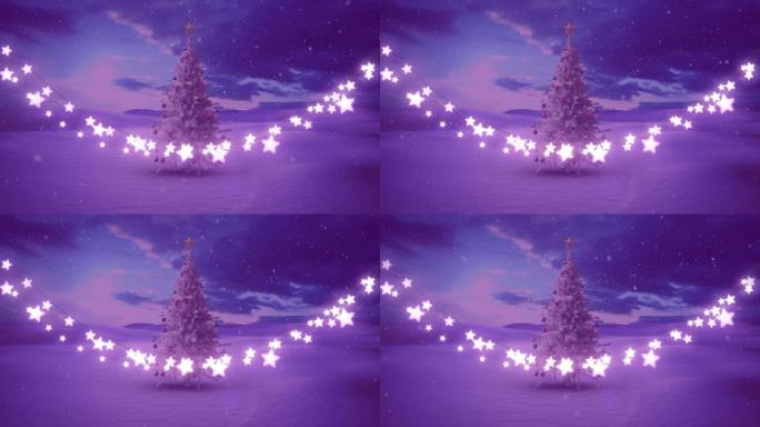 发光圣诞仙女灯装饰和圣诞树的动画