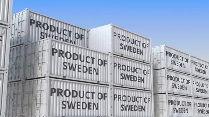 带有瑞典产品的货物集装箱文本