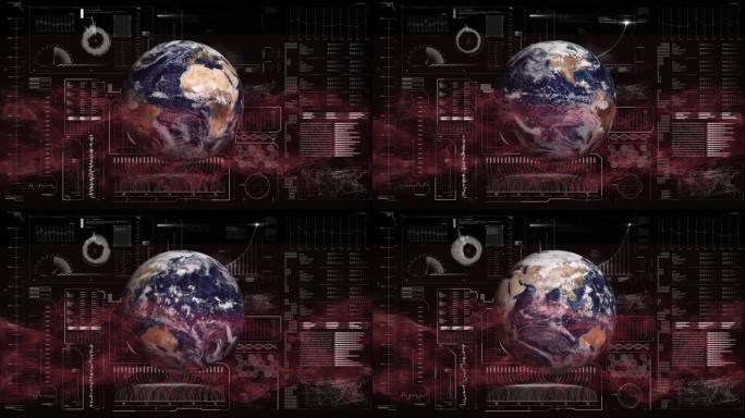 地球仪的动画和屏幕上的数据处理