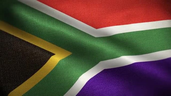 南非国旗动画库存视频-南非国旗在循环和纹理3d渲染背景-高度详细的织物图案和可循环的南非共和国国旗