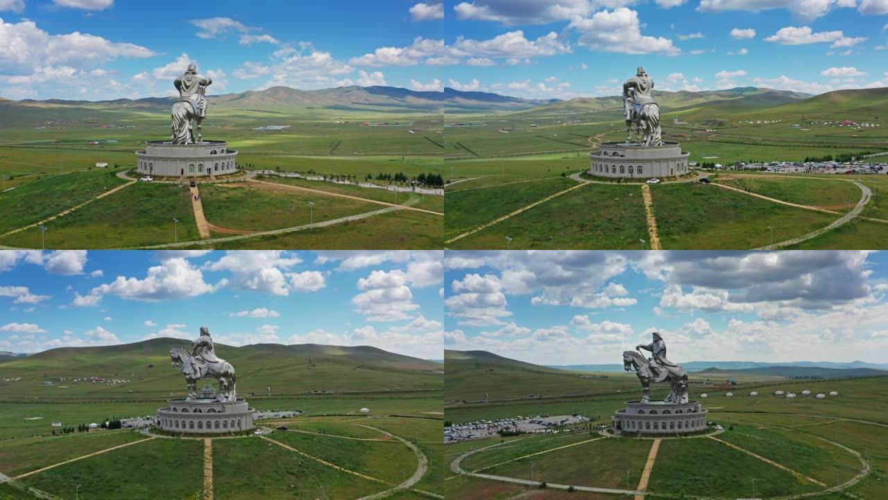 鸟瞰蒙古成吉思汗雕像