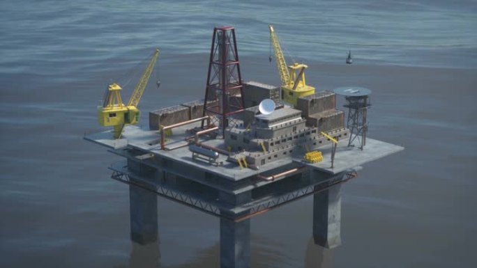 石油钻井平台的3d动画