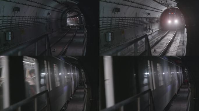 地铁在隧道内行驶，南京地铁