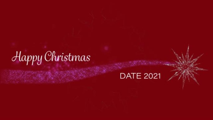 红色背景下带有流星图标的圣诞快乐文字