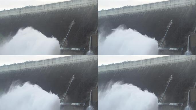 大坝溢洪道水利枢纽水流喷溅开闸放水