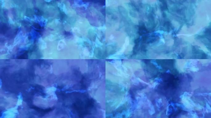 蓝色迷幻背景烟雾在运动星云太空宇宙移动星系宇宙3D插图