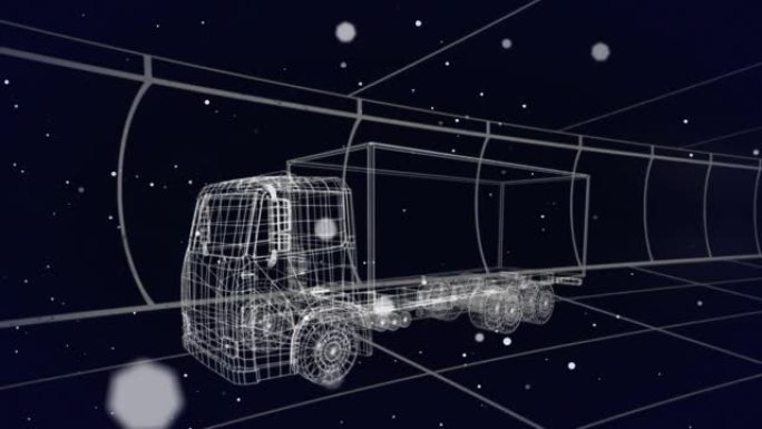 卡车和网格3d绘图模型上的白点动画