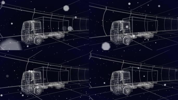 卡车和网格3d绘图模型上的白点动画