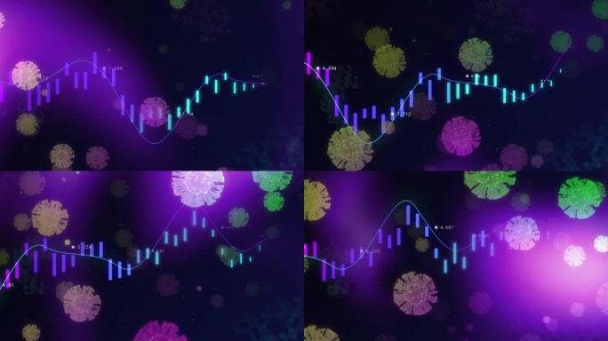 紫色背景上病毒单元格上的图形动画