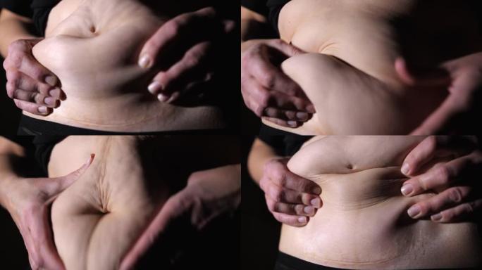 剖宫产后用手按摩胃的妇女