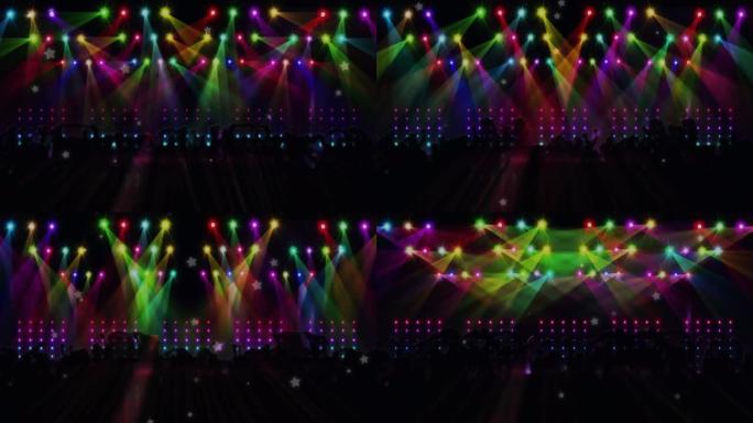 彩灯在音乐场所跳舞的人群动画