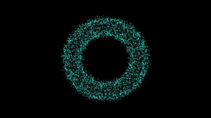 抽象技术蓝色圆圈来自动画点，粒子圈。混合模式