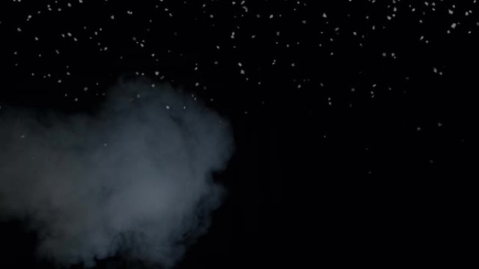 黑色背景上的圣诞节雪花飘落在烟雾上的动画