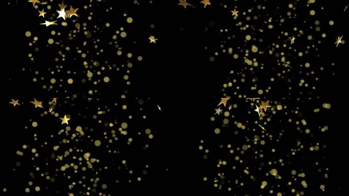 黑色背景上漂浮在光点上的星星的动画