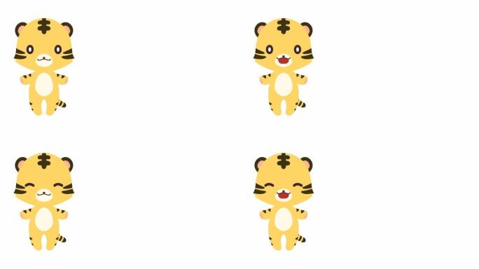 老虎角色的动画，其假唱的面部表情会在途中发生变化