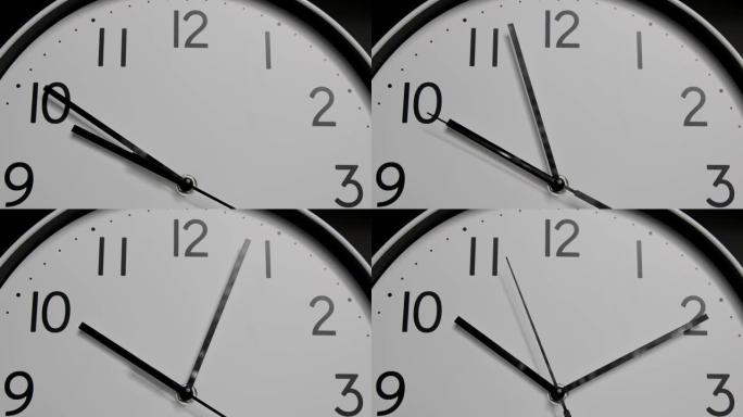 时间流逝，时钟显示10点和十五分钟。