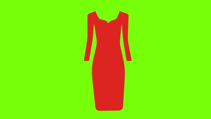 绿色屏幕背景上的红色连衣裙动画