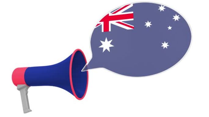 语音气球上的扩音器和澳大利亚国旗