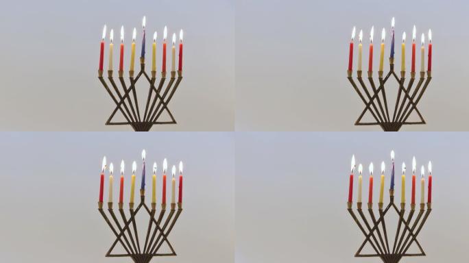 犹太节日光明节的宗教象征，带有烛台传统烛台